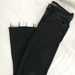a&e black flare jeans, split knees
